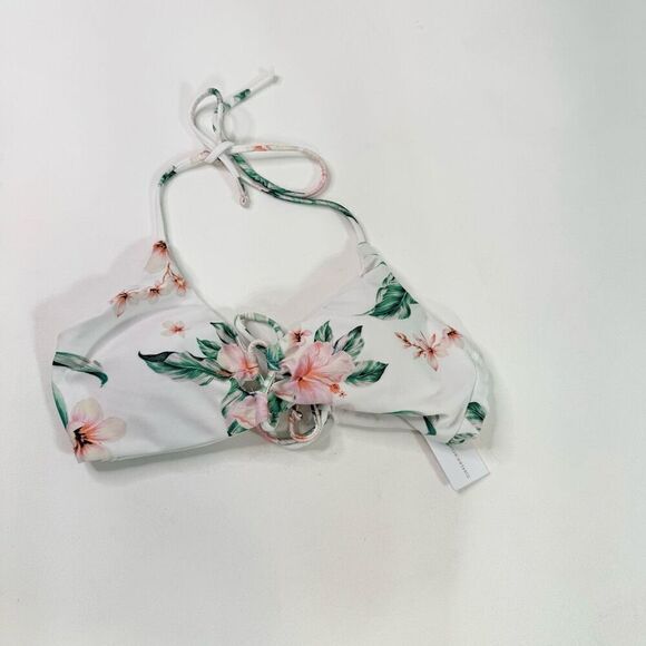 Raisins Bikini Top Womens Large White Floral Print Costa Bra NWT Swimwear beach - Picture 1 of 7
